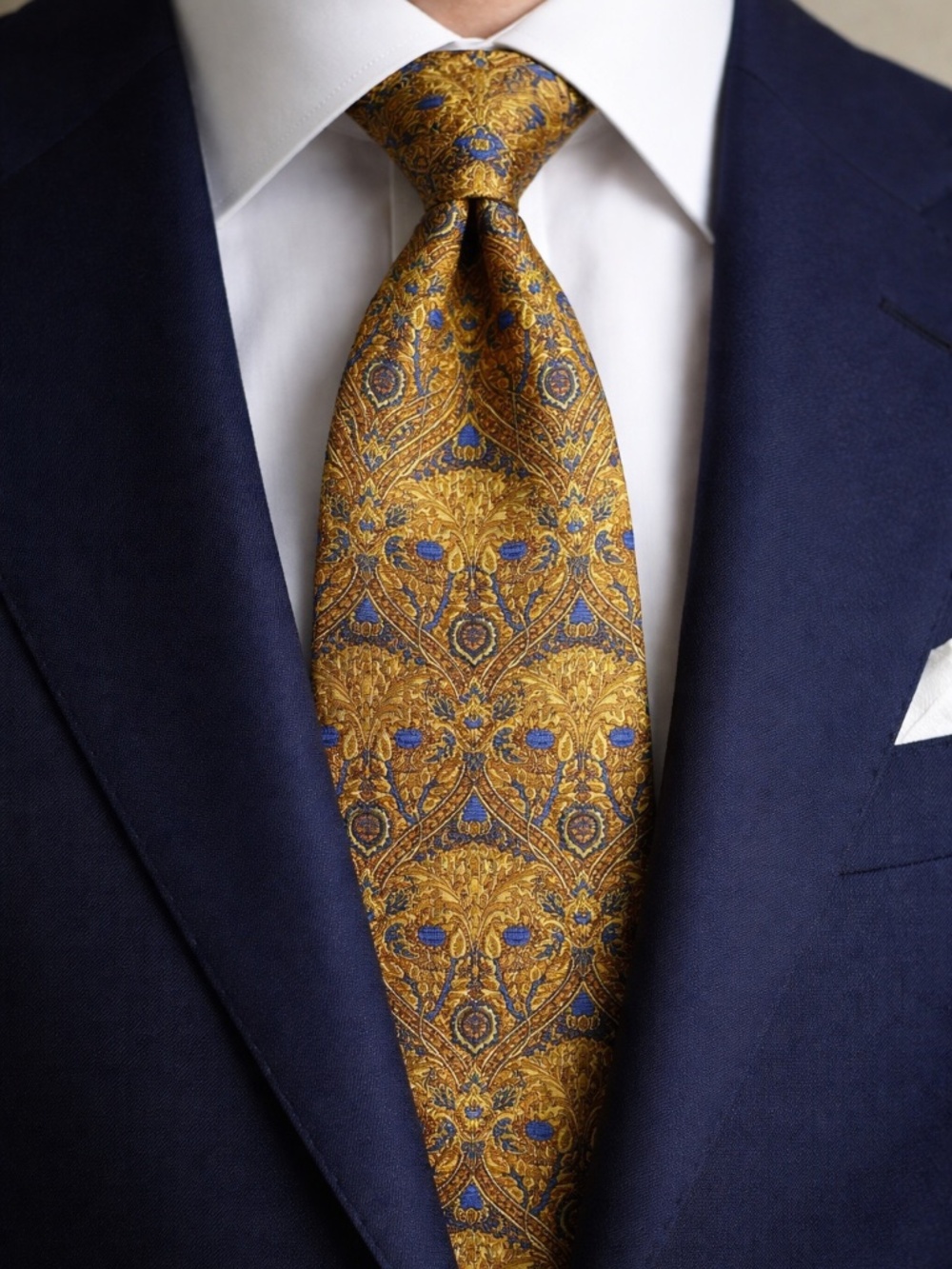 Metropolitan Museum of Art Silk Tie Vintage Blue Gold Art Nouveau Necktie